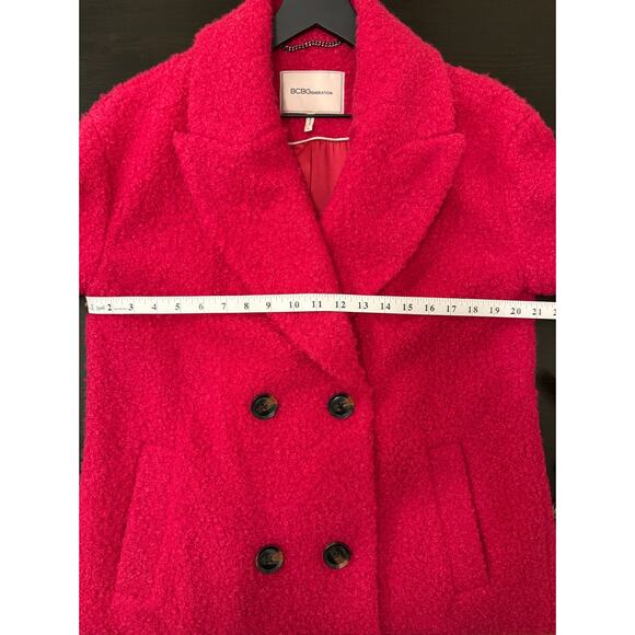 BCBGeneration Long Teddy Boucle Coat Women M Medium Hot Pink - Picture 6 of 8